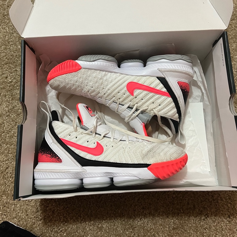 LeBron 16 White Hot Lava Basketball Shoes - Men’s Size 10